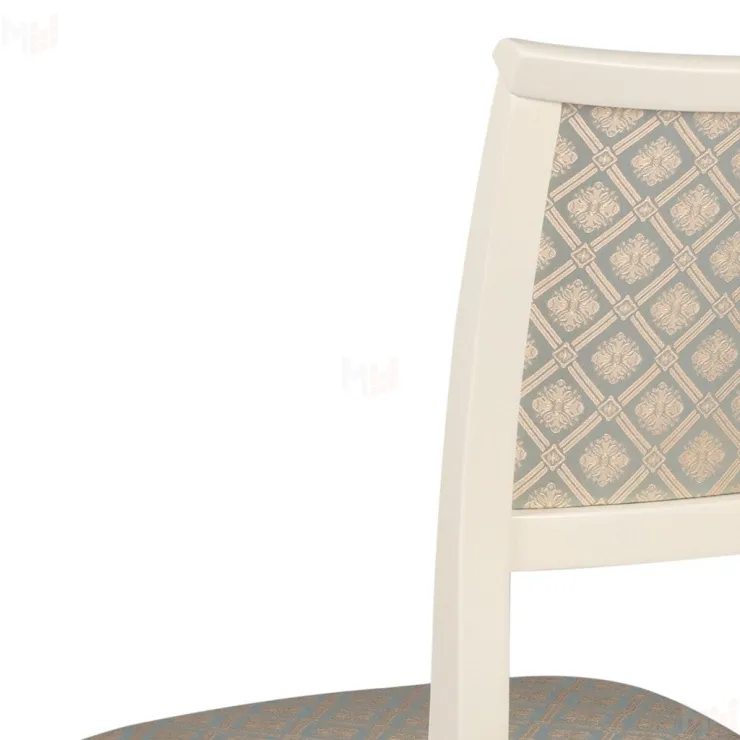 Стул деревянный с мягким сиденьем Камир Слоновая кость/Бирюзовый жаккард
