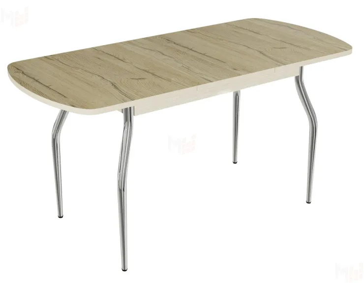 Стол раздвижной пластик HPL Дуб кера, ноги изогнутые