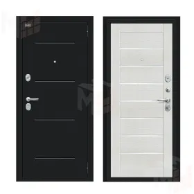 Входная металлическая дверь Техно Букле черное/Bianco Veralinga