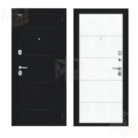 Входная металлическая дверь Граффити-1 Букле черное/Snow Art