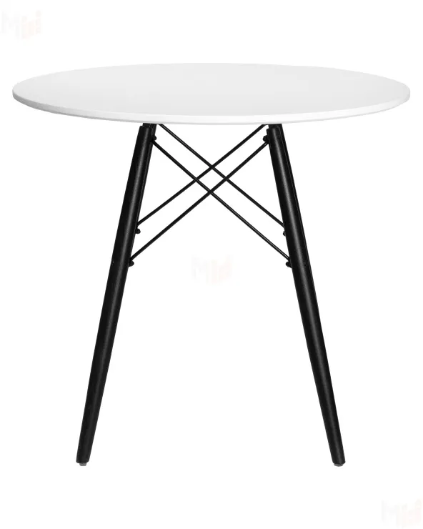 Стол обеденный DOBRIN CHELSEA`80 BLACK (столешница белая, основание черное)