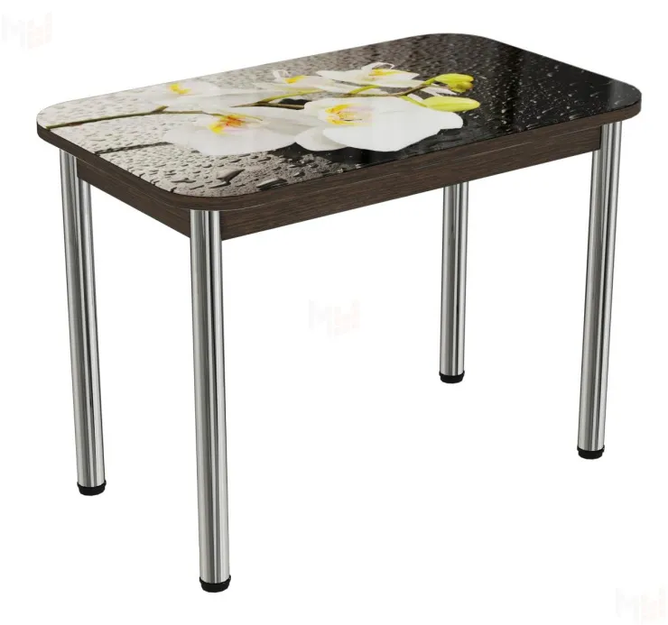 Стол прямоугольный с фотопечатью Орхидея белая, ноги прямые