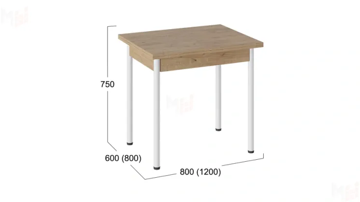 Стол  раздвижной Родос Тип 2 с опорой d40 Белый муар, Дуб Крафт золотой