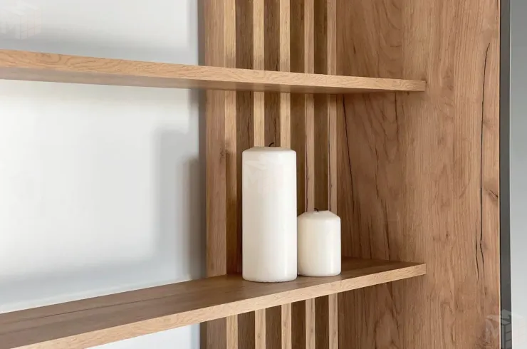 Стенка в гостиную Бери дуб крафт золотой/графит