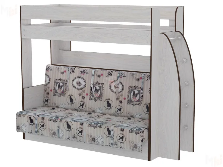 Кровать двухъярусная с диваном Омега 17