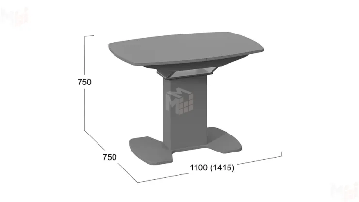 Стол обеденный Портофино - СМ(ТД)-105.01.11(1) Серое, Стекло серое матовое LUX