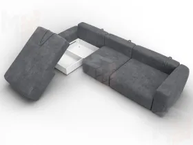 Диван угловой Лига-066 НПБ Лонг угол левый ( BRUT 16 темно-серый )