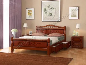 Кровать из массива Карина-5 с ящиками (120*200) орех