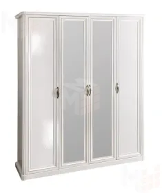 Шкаф Натали 4-дверный (1+2+1) с зеркалом белый глянец