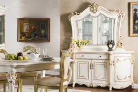 Гостиная Джоконда (сервант и комод), крем и крем/глянец