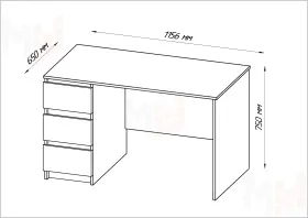Стол письменный Кастор 3 ящика белый