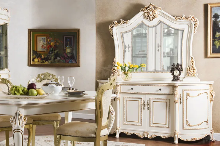 Гостиная Джоконда (сервант и комод), крем и крем/глянец