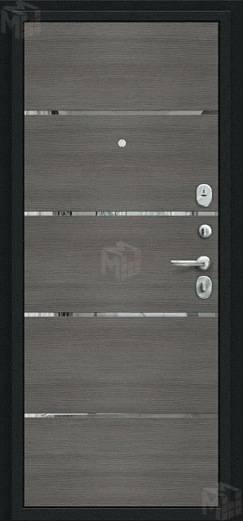 Входная металлическая дверь Лайн Букле черное/Grey Melinga