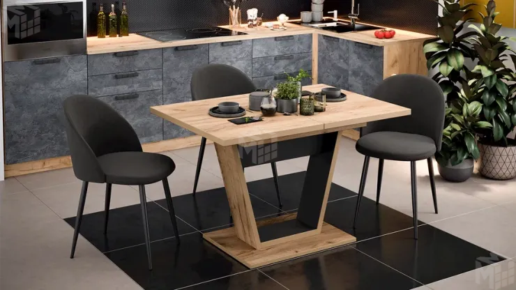 Стол обеденный Гавана Тип 1 Дуб Крафт золотой, Черный