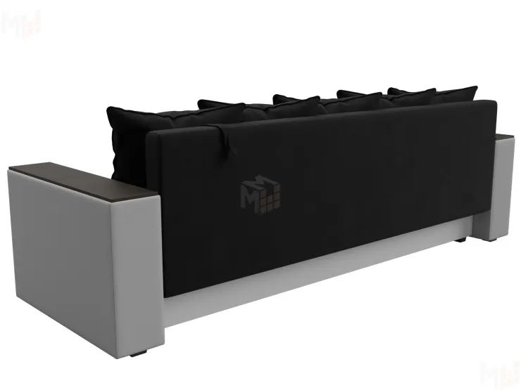 Диван прямой Дубай Лайт полки слева ( Черный\Белый )