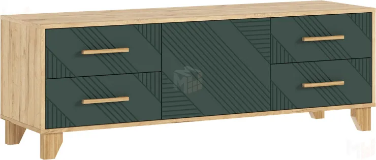 Ирис Тумба ТВ (1500) (Браш Мени Грин, Дуб Крафт)