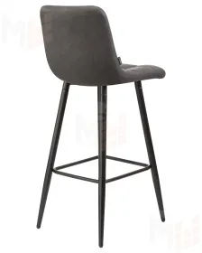 Стул барный DOBRIN NICOLE (черные матовые ножки, серая антрацитовая винтажная экокожа (RU-08))