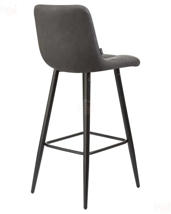 Стул барный DOBRIN NICOLE (черные матовые ножки, серая антрацитовая винтажная экокожа (RU-08))