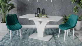 Стол обеденный раздвижной Люксембург Тип 2 Белый, Стекло белое матовое