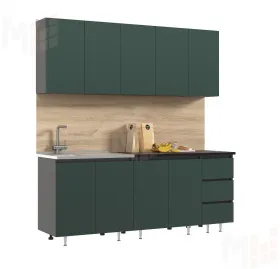 Кухонный гарнитур Челси 2,0 (графит/изумрудный, кастилло темный)