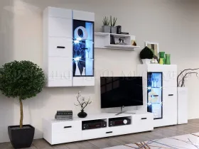 Тумба ТВ Ненси NEW (белый/белый глянец)