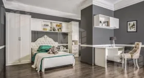 Спальня детская Мишель белый матовый