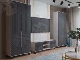 Гостиная Копенгаген белый/серый графит вариант 1