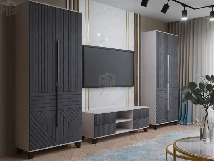 Гостиная Копенгаген белый/серый графит вариант 1