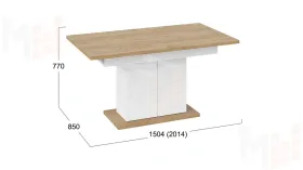 Стол раздвижной Детройт Тип 1 Белый, Дуб Крафт золотой