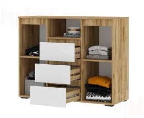 Комод Хелен КМ 01 дуб крафт золото - белый