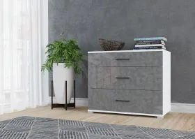 Комод VICTOR белый/бетон