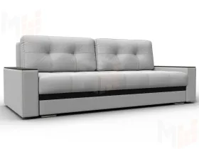 Диван прямой с декором Лига-096 НПБ ( Белый\Черный )