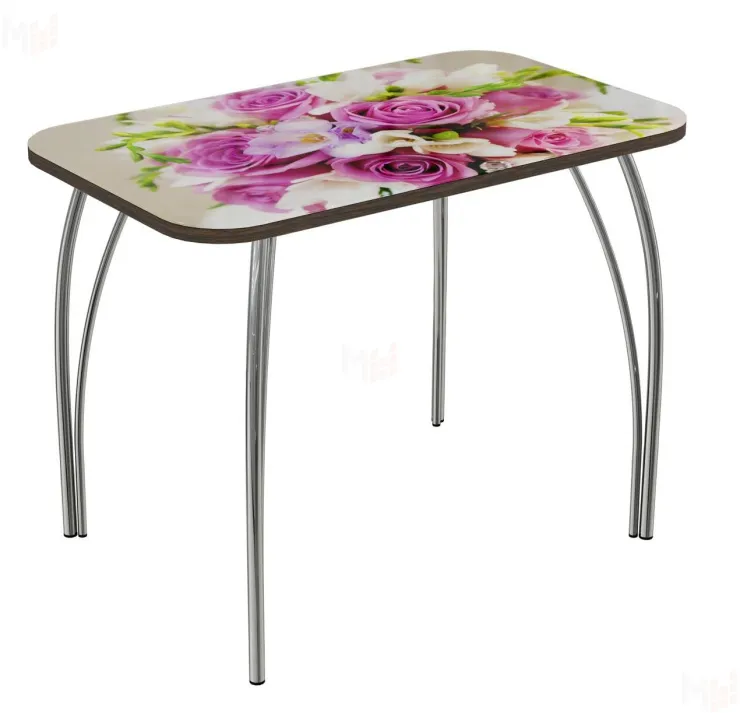 Стол прямоугольный с фотопечатью Букет, ноги чайка