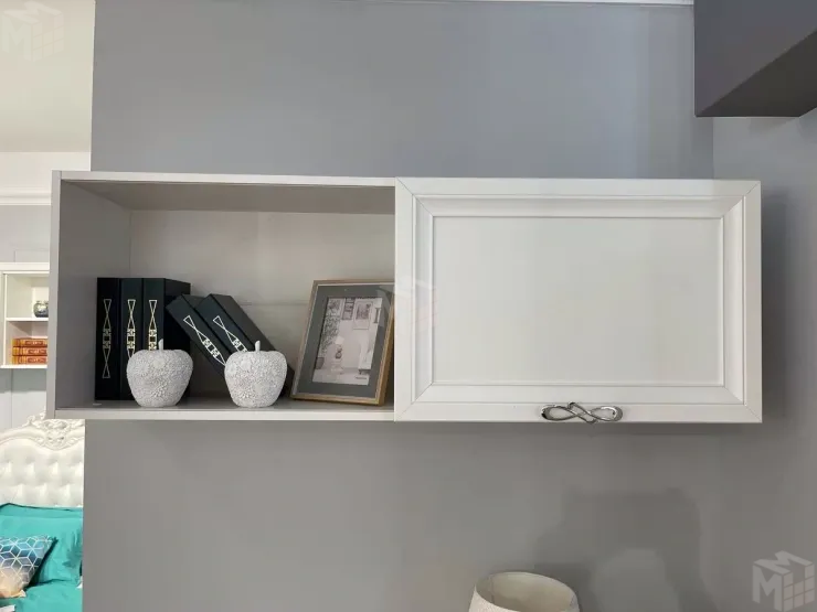 Полка навесная книжная Мишель белый матовый