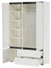  Шкаф ГРЕТТА 4С2Я  с зеркалом Дуб Крафт белый-Антрацит