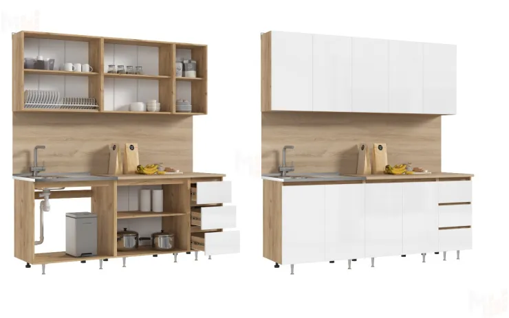 Кухонный гарнитур Челси 2,0 (дуб крафт/белый, дуб вотан)