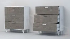 Комод К-3 Эго на ножках Бетон Светлый/Камень Темный