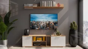 Набор мебели для гостиной Хилтон №4 Дуб Крафт золотой, Белый матовый