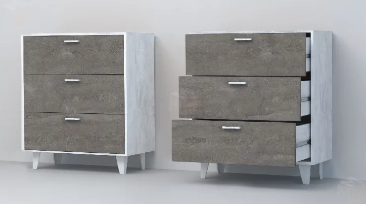 Комод К-3 Эго на ножках Бетон Светлый/Камень Темный