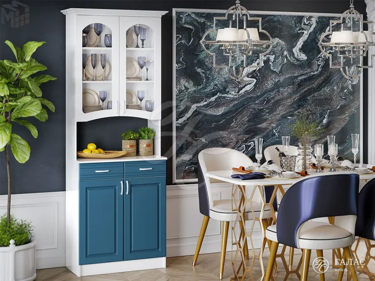 Буфет Констанция 2-х дверный (белый/джинс)