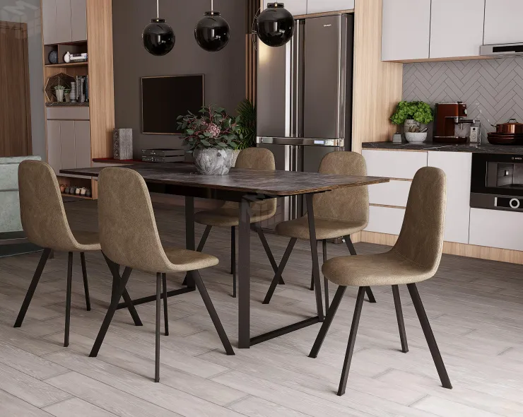 Стул Кассиопея (замша бежевая, ноги профиль черный)