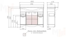 Тумба с раковиной Rich 105 см Белое Дерево