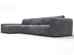 Диван угловой Лига-066 НПБ Лонг угол левый ( BRUT 16 темно-серый )