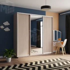 Шкаф-купе Экспресс трио 1 зеркало 1800 (ясень шимо светлый)
