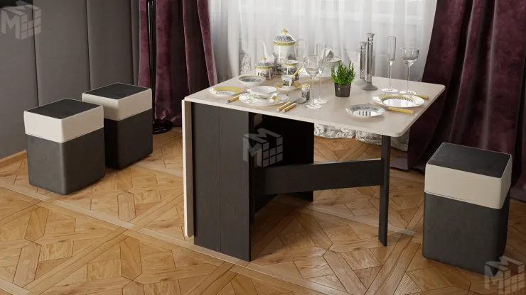 Стол-книжка тип 2 Антрацит/Дуб крафт белый