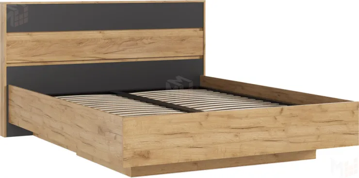  Роджина Кровать парящая 1,6м (ортопед дерево) (Графит/Дуб Крафт, Дуб Крафт)
