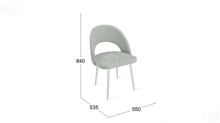 Стул Гэтсби К1К Белый матовый, Велюр Confetti Silver