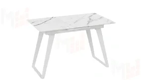 Стол обеденный Техно Белый муар, Стекло глянцевое белый мрамор