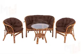 Комплект Багама с диваном и коричневыми ушастыми подушками