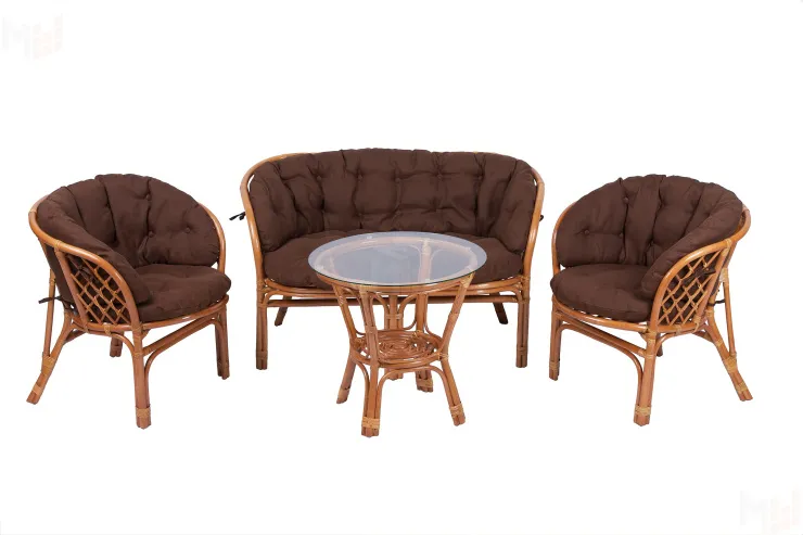 Комплект Багама с диваном и коричневыми ушастыми подушками